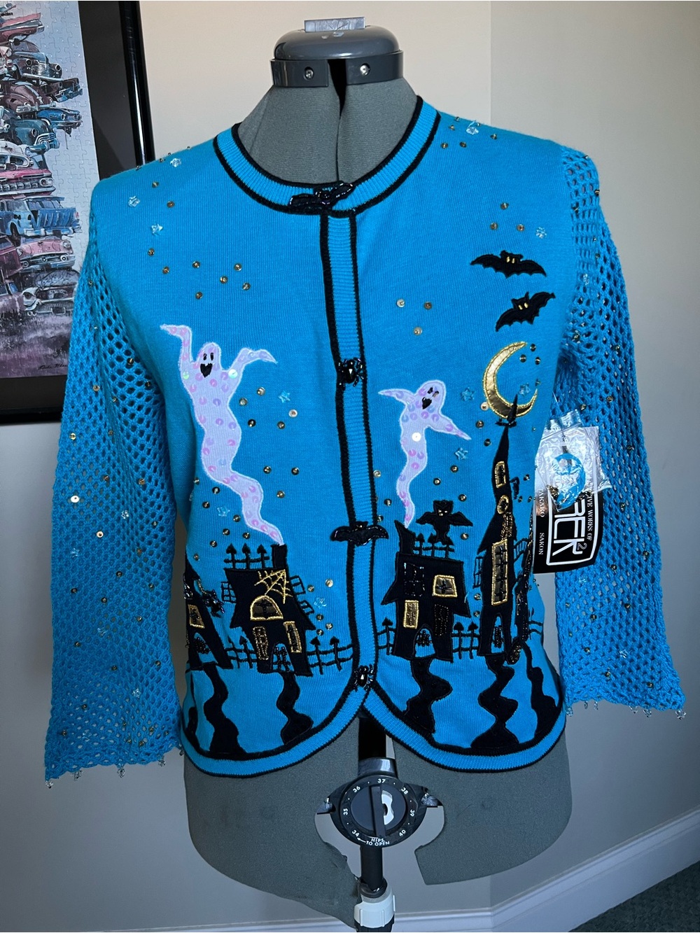 Nwt Berek M Halloween Cardigan Sweater Hotel Transylvania Ghost Bats Spider